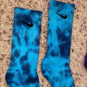 Navy Blue & Sky Blue Tie Dyed Nike Socks